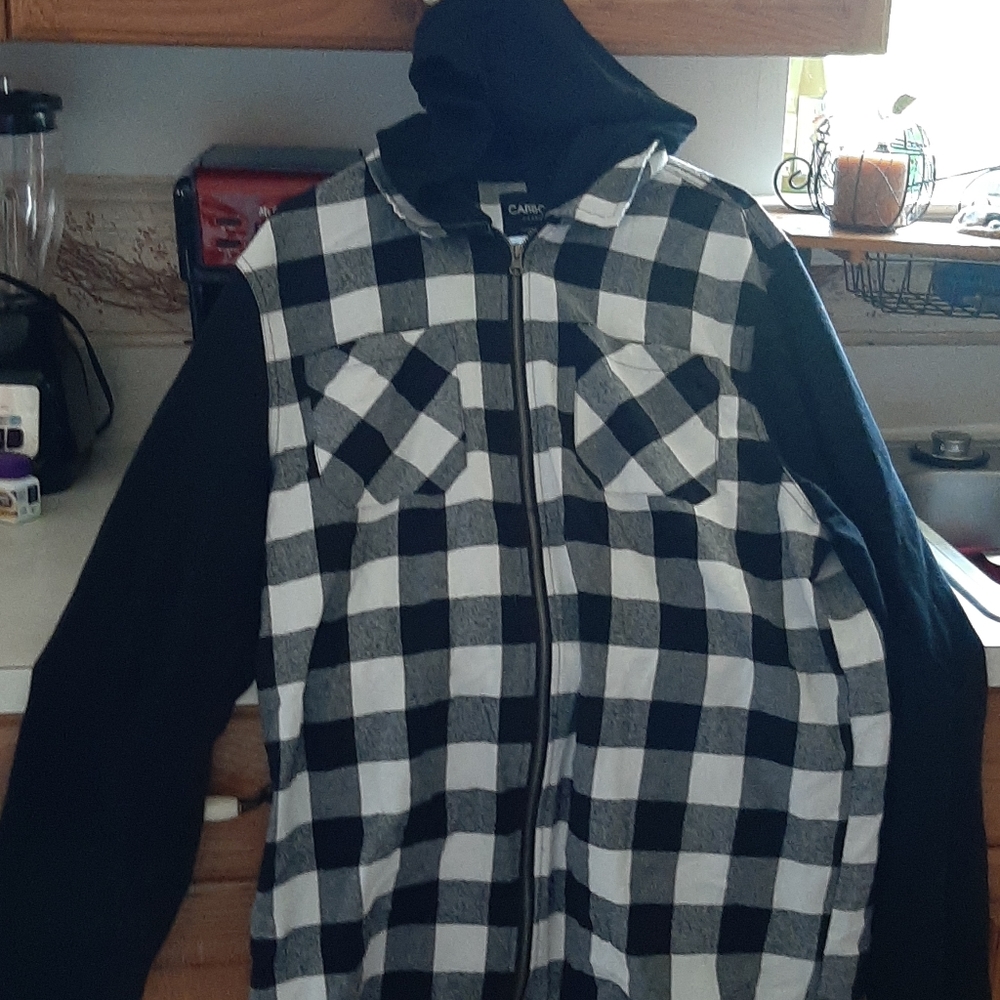 Zip up long jacket with hood